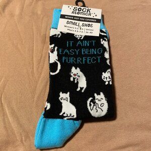 NWT Socks Atomica - It Ain't Easy Being Purrfect Novelty Cat Socks